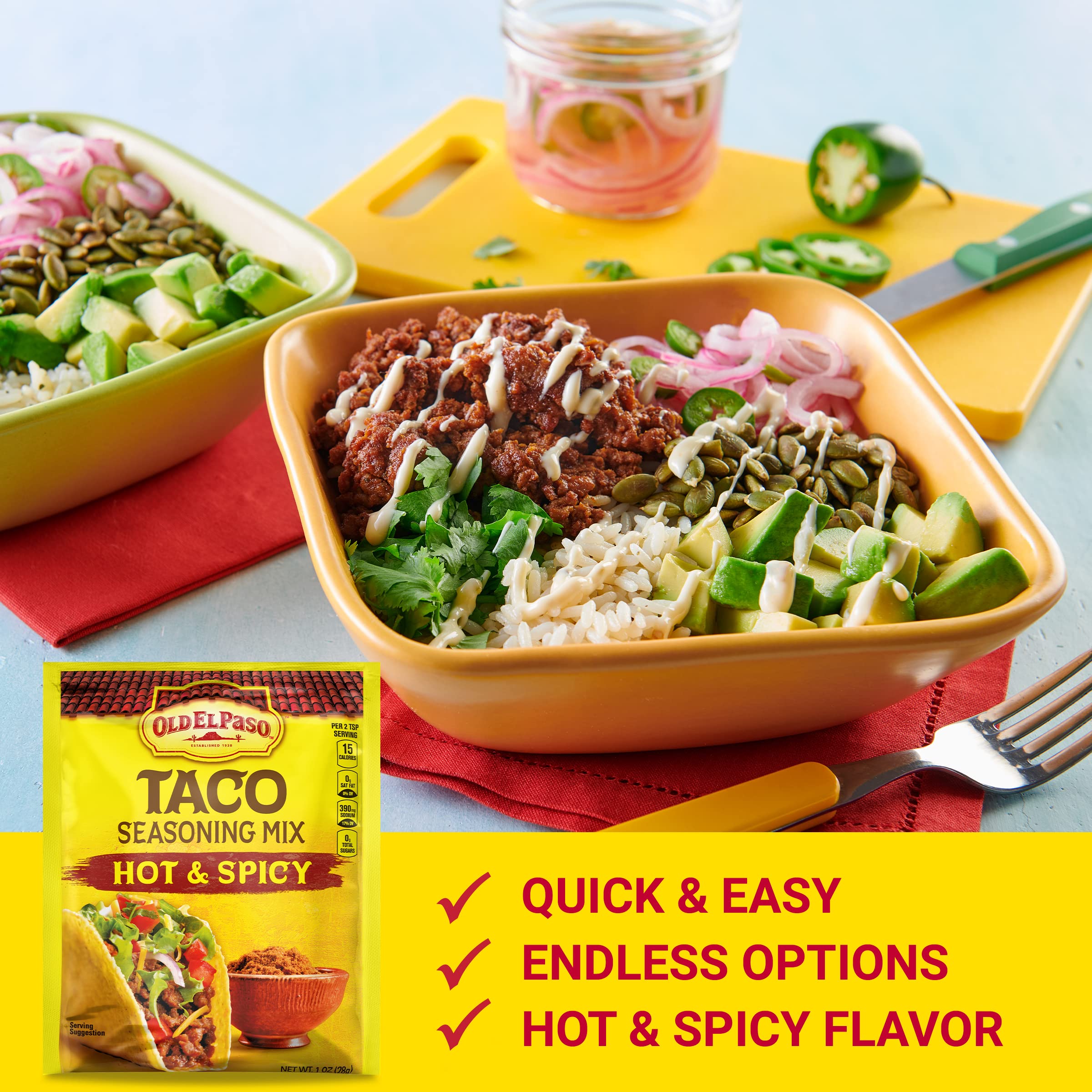 Amazon.com : Old El Paso Hot & Spicy Taco Seasoning, 1 oz. (Pack